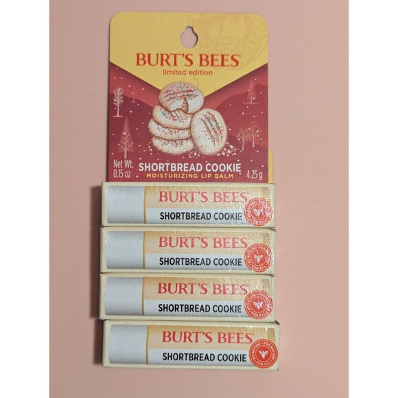 (4) Burt's Bees  Lip Balm Moisturizing Limited Edition Shortbread Cookie - Picture 1 of 1